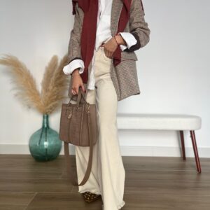 Pantalón wide leg beige