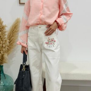 Pantalón blanco bordado